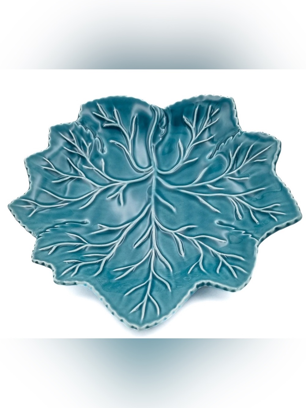 Olfaire Turquoise Leaf Serving/Accent Bowl